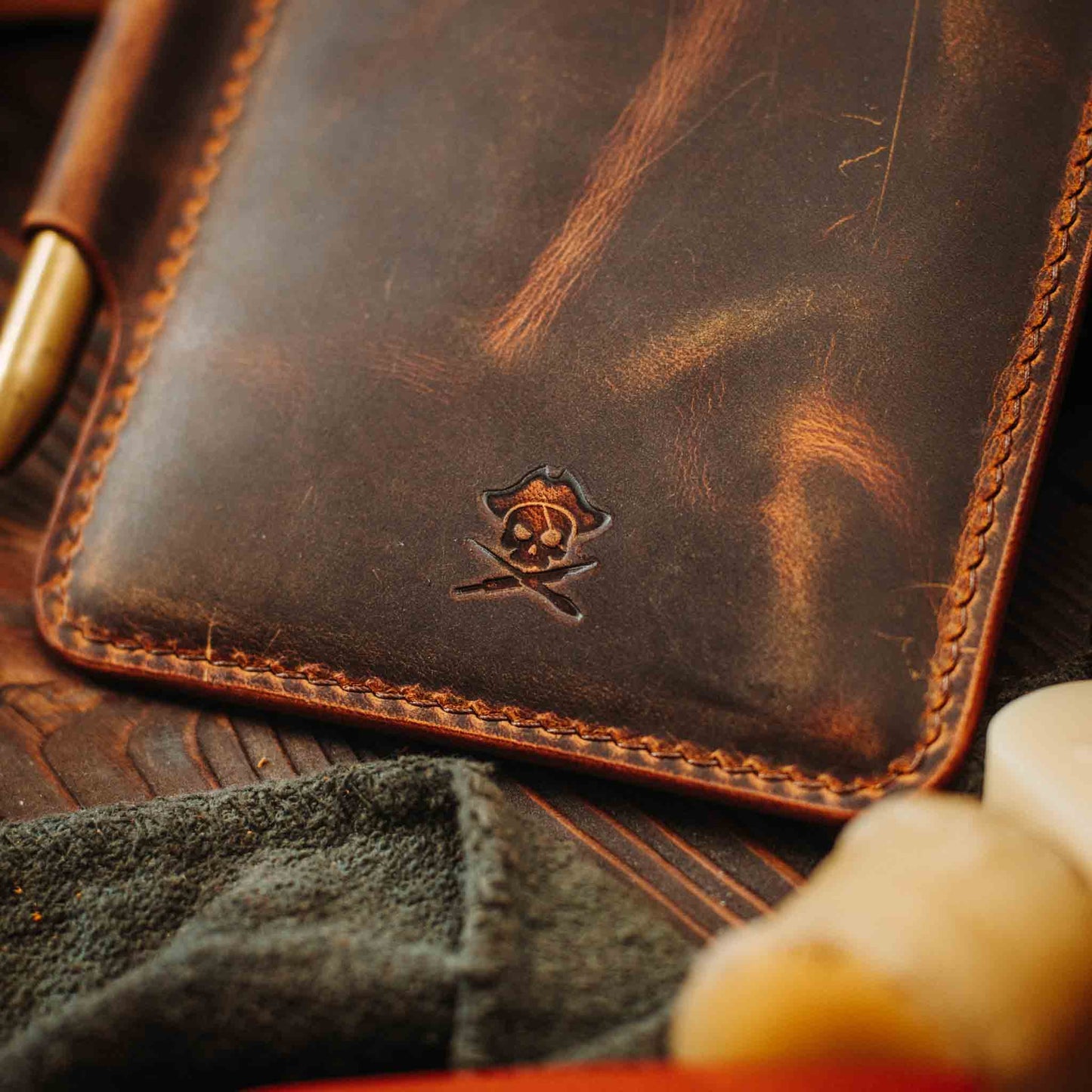 Helmsman - Leather Journal Cover With Velcro