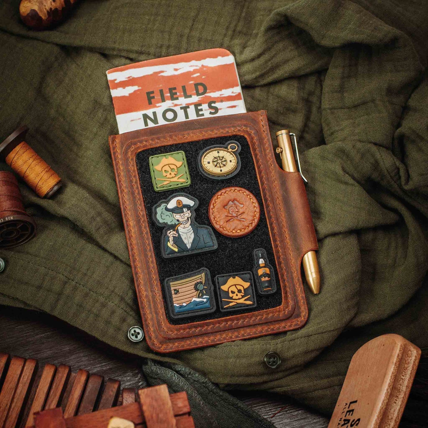 Helmsman - Leather Journal Cover With Velcro