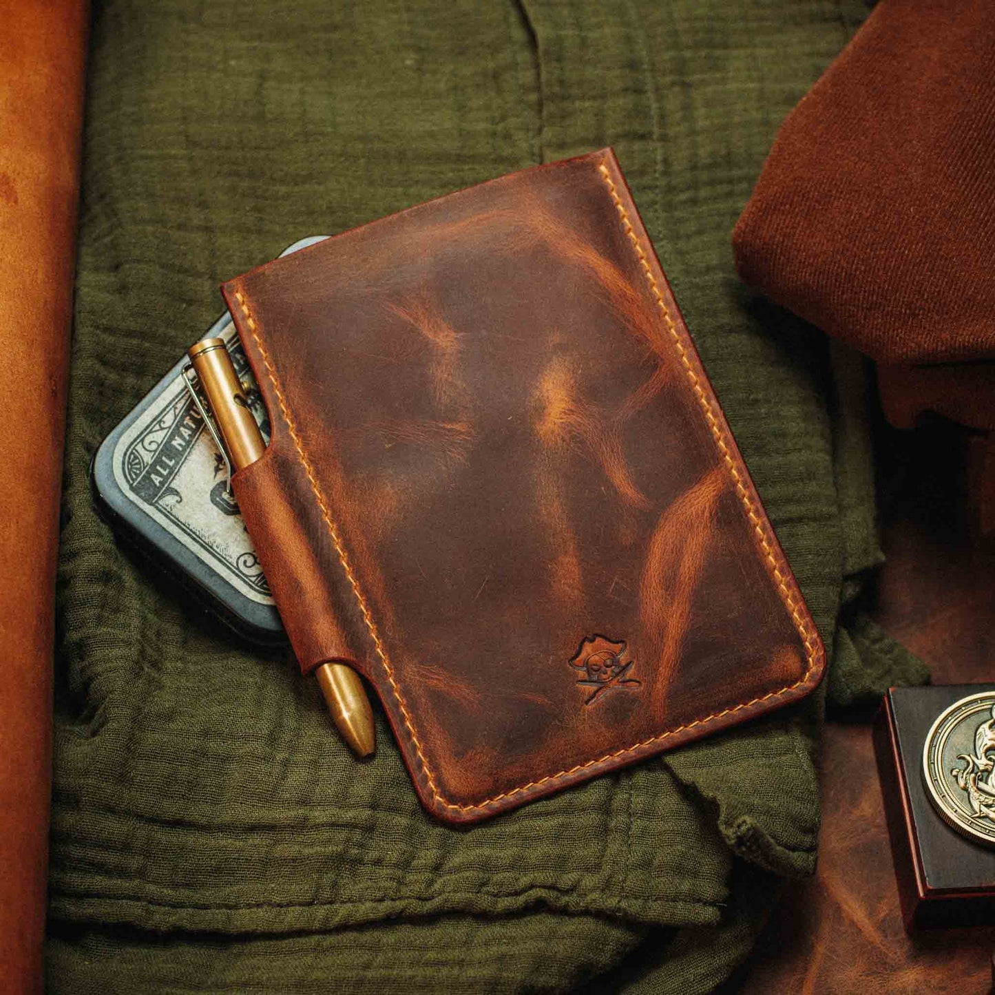 Helmsman - Leather Journal Cover With Velcro