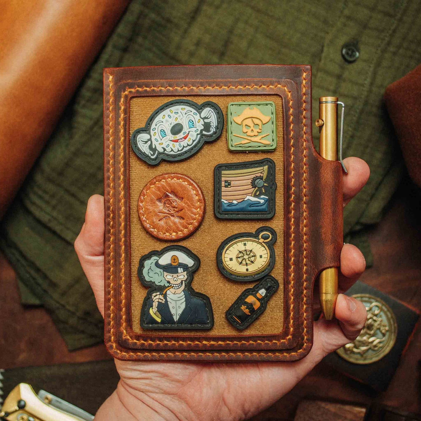 Helmsman - Leather Journal Cover With Velcro
