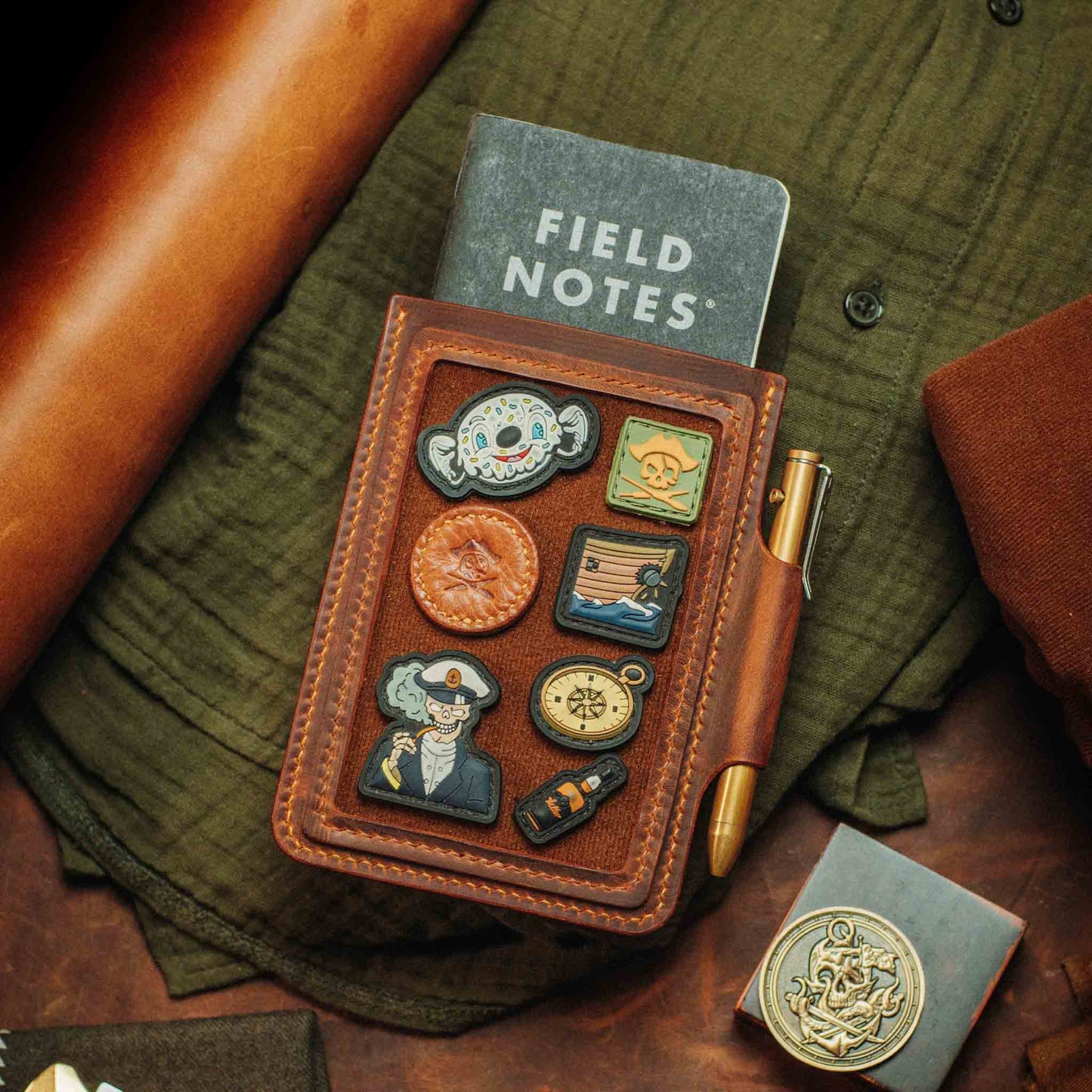 Helmsman - Leather Journal Cover With Velcro