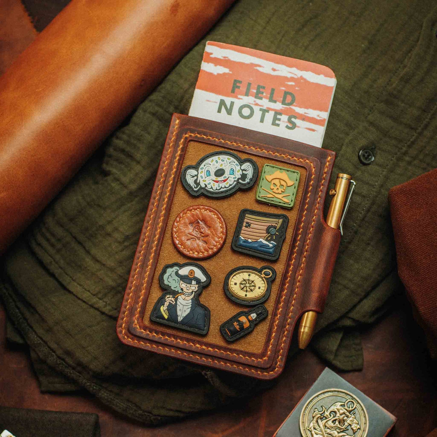 Helmsman - Leather Journal Cover With Velcro