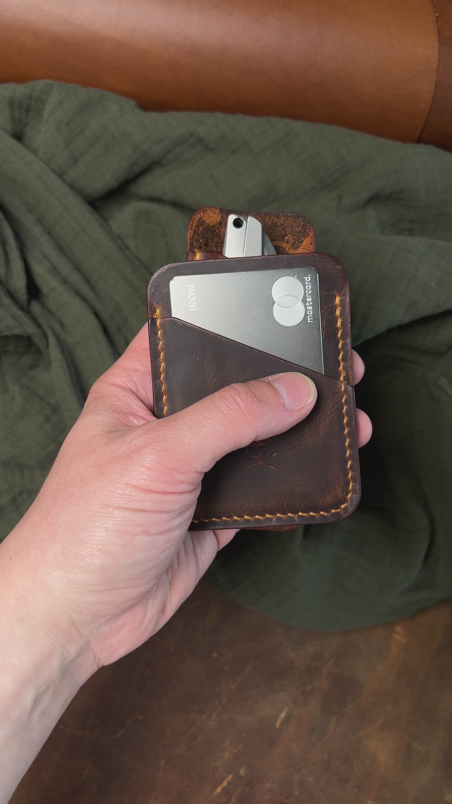 Knife Sheath and Card Holder - EDC Pocket Set 1 | Leather Knife Holster | Front Pocket Wallet