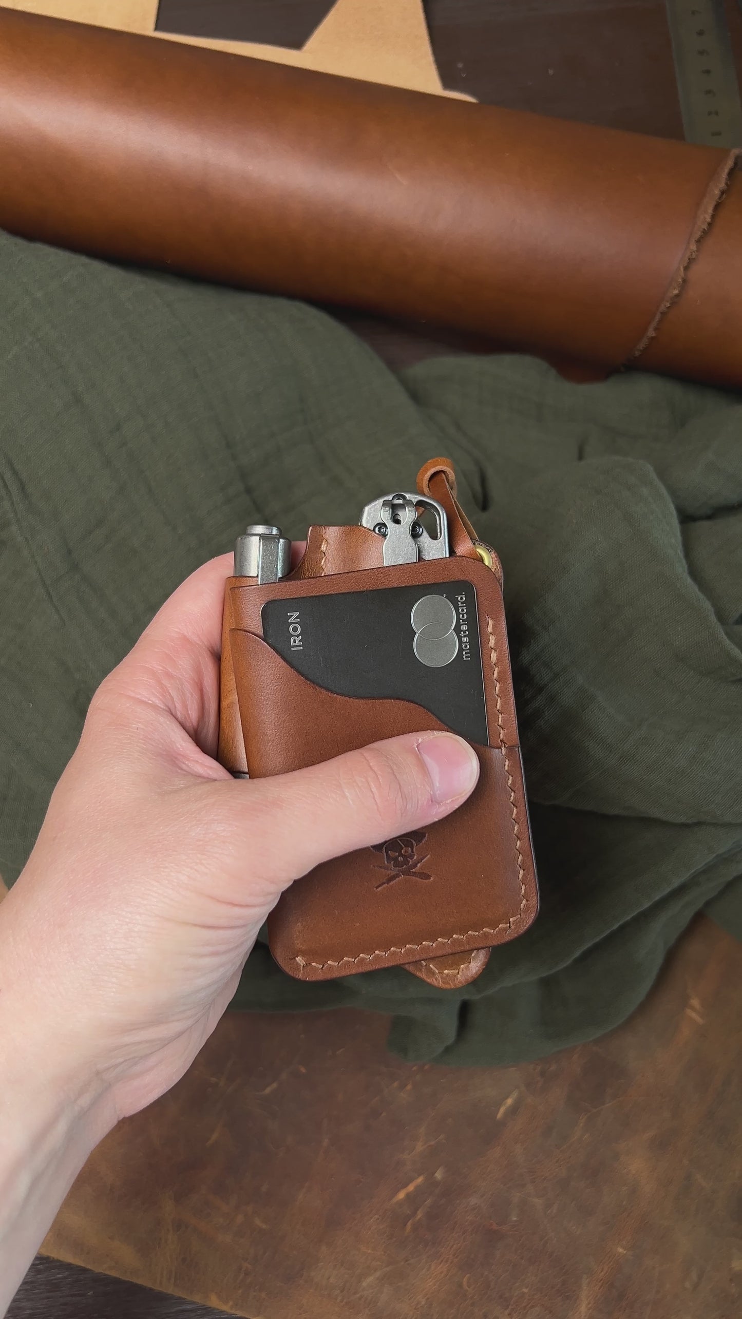 Knife Sheath and Card Holder - EDC Pocket Set 2 | Leather Knife Holster | Front Pocket Wallet