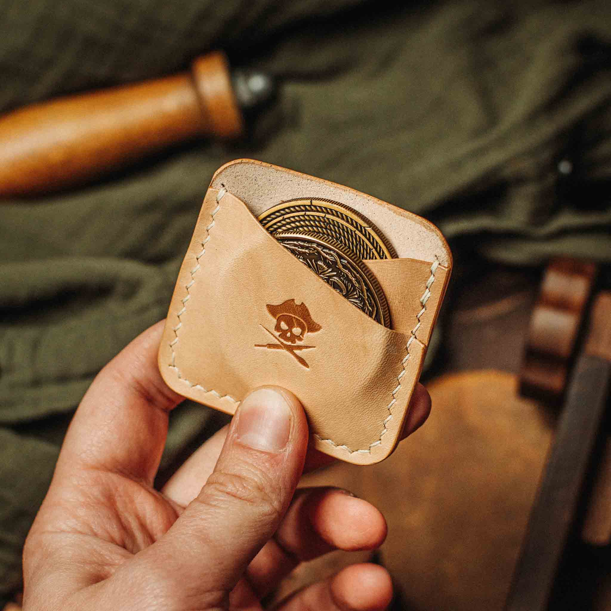 Leather Challenge Coin Case for Two Coins – Pirate Goods Peso Pocket