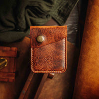 Pirate Goods Voyager snap closure leather card holder – Badalassi Carlo full-grain leather, handmade in Kyiv
