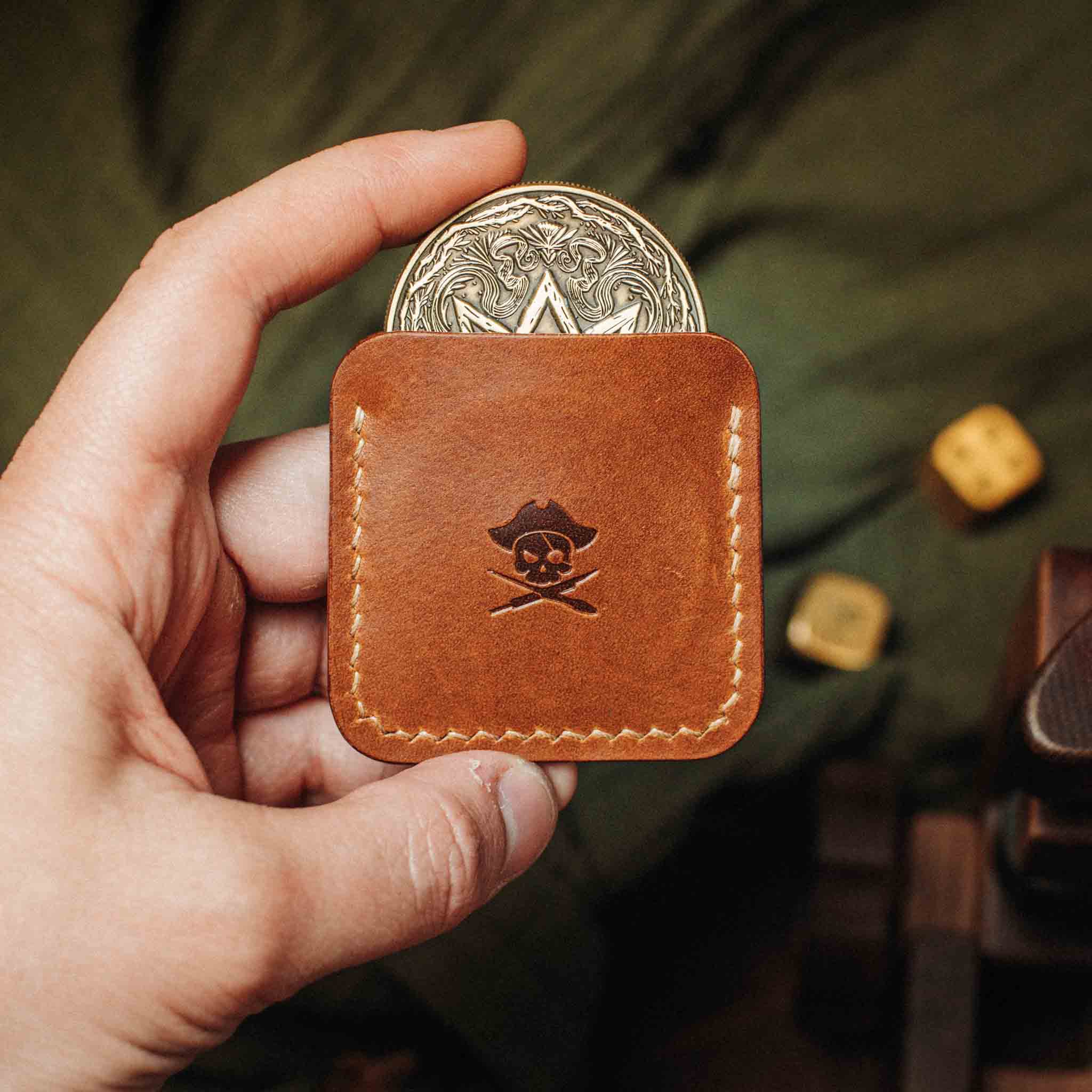 Leather Challenge Coin Case for EDC – Pirate Goods Peso Pocket v3