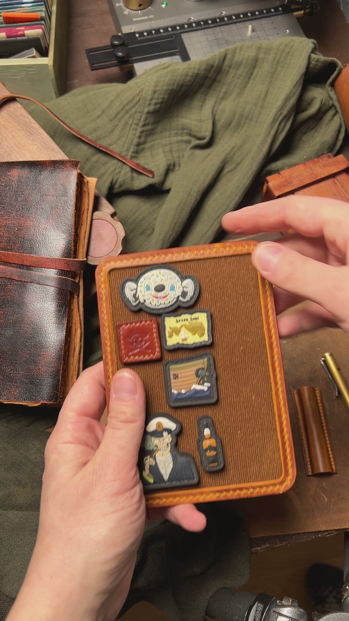 Velcro Journal Cover - Helmsman v2 | Leather Field Notes Holder | Patch Display