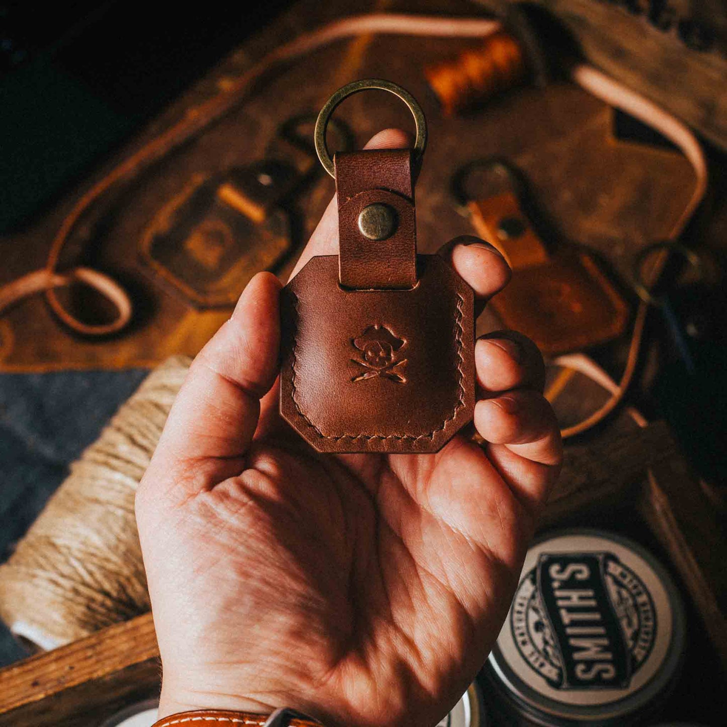 The Compass - Apple airtag EDC leather keychain