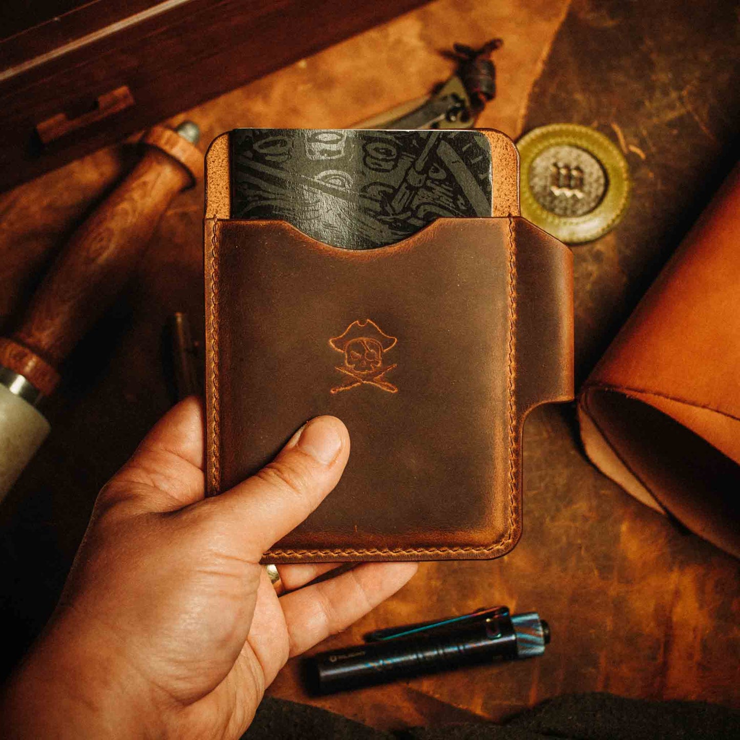 Handmade EDC Leather Pocket Organizer and Wallet